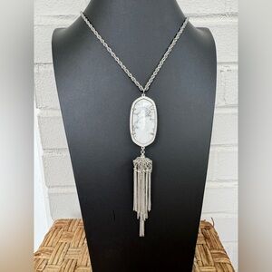 Kendra Scott Howlite & Silver Rayne Tassel Necklace